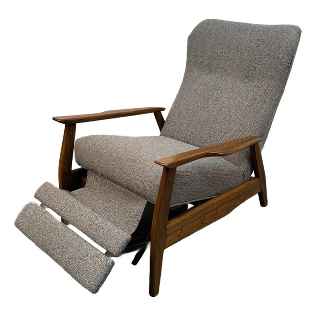 Mid-Century Scandinavian Style Walnut Reclining Lounge Chair For Sale