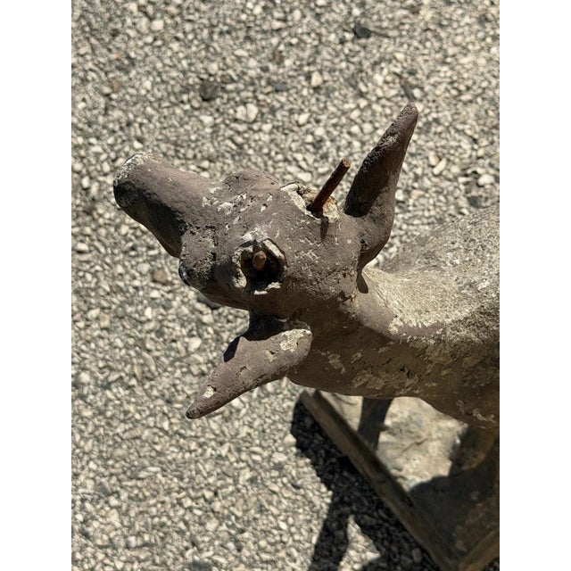 Vintage French Standing Deer Small 19" Cement Concrete Stone Garden Statue For Sale - Image 11 of 16