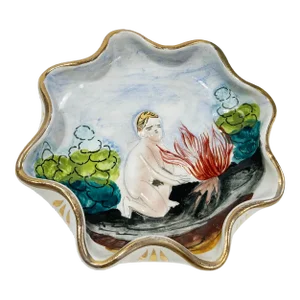 Vintage Italian Scalloped Capodimonte Dish