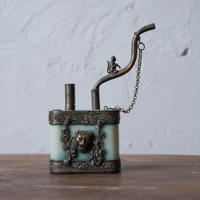 Stone Chinese Lion and Monkey Smoking Pipe For Sale - Image 7 of 7