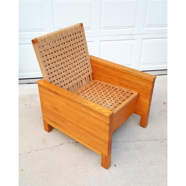 MidCentury Oak Butcher Block & Jute Rope Chair Chairish