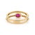 Ruby & Diamond Beaded Double Band Stacking Ring Size 5.5 Set in 14k Yellow Gold For Sale - Image 10 of 16