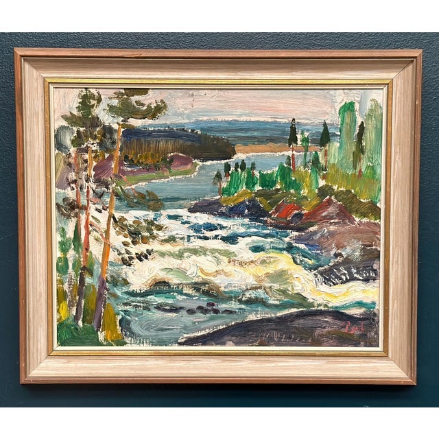 Paul Sahlin, Forsande vatten, 1950s, Oil Painting on Panel, Framed For Sale - Image 6 of 18