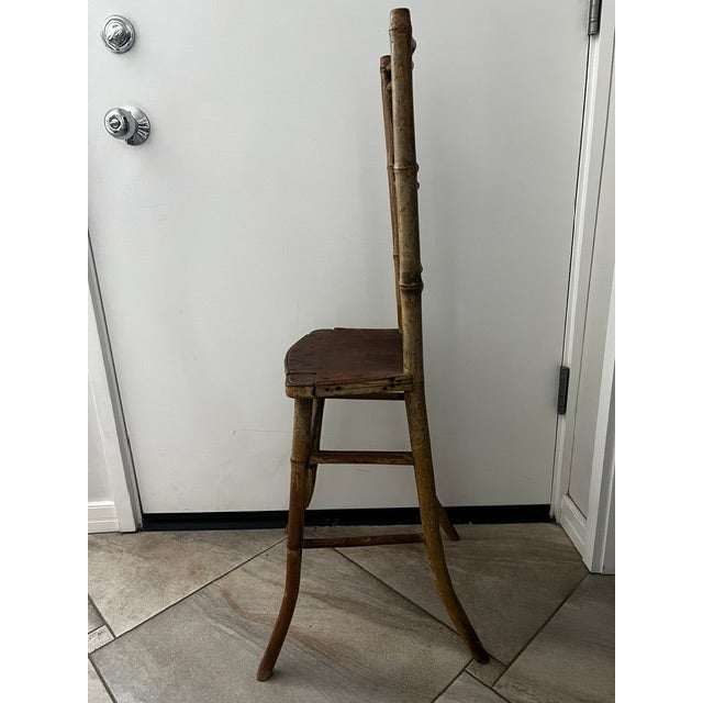 Rustic Antique 19th C Faux-Bamboo Spindle-Back Spinning Chair For Sale - Image 3 of 7