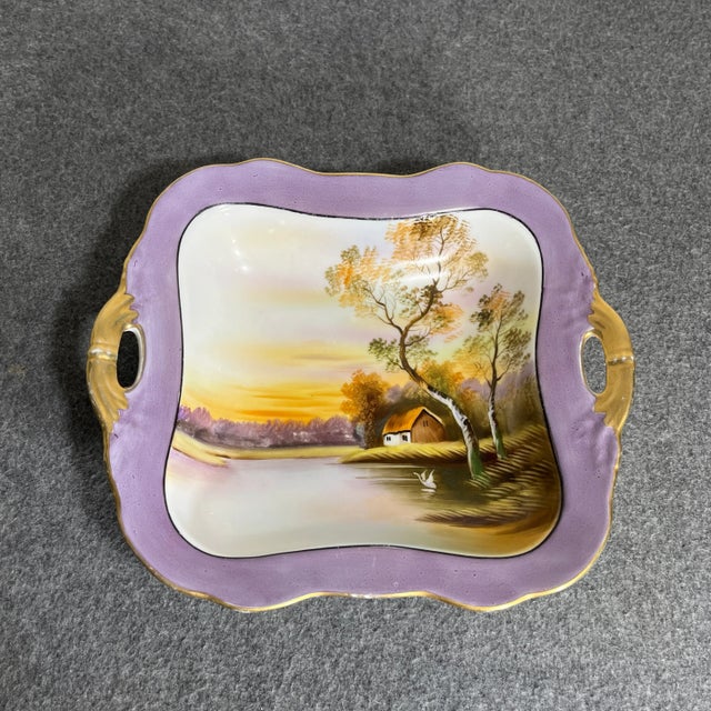 Antique Noritake Hand Painted Porcelain Handled Trinket/Serving Bowl For Sale In Orlando - Image 6 of 9