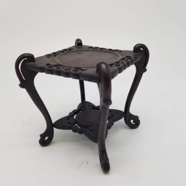 Vintage Japanese Carved Wood Okimono Stand With Curved Legs For Sale - Image 11 of 15