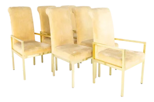 Milo Baughman Style for Design Institute of America Mid Century Brass Dining Chairs - Set of 6