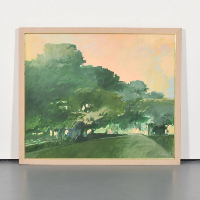 Original Signed William Kortlander Large Landscape of Green Trees Painting. Stunning and vibrant. Artist/Designer;...