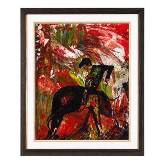 António Inverno, Bullfight, Mixed Media on Paper For Sale