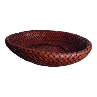 Antique Red Double Sided Signed Asian Fruit Basket For Sale