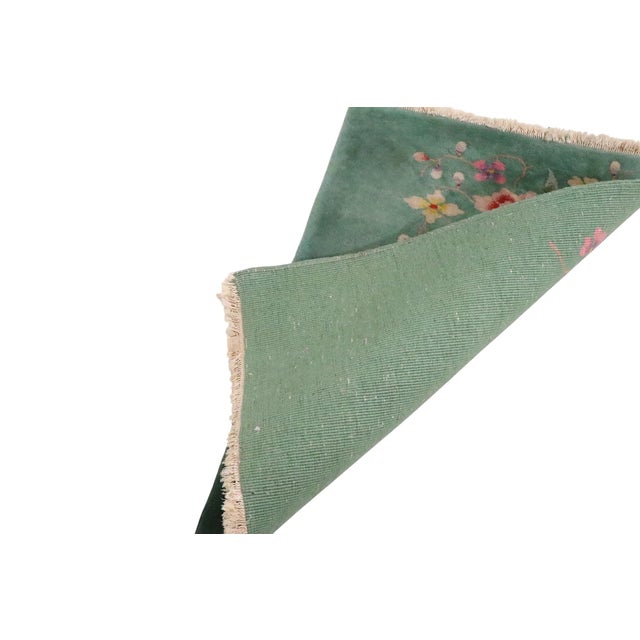 Mid Century Hand Knotted Wool and Silk Art Deco Chinese Scatter Rug Possibly Walter Nichols For Sale - Image 11 of 11