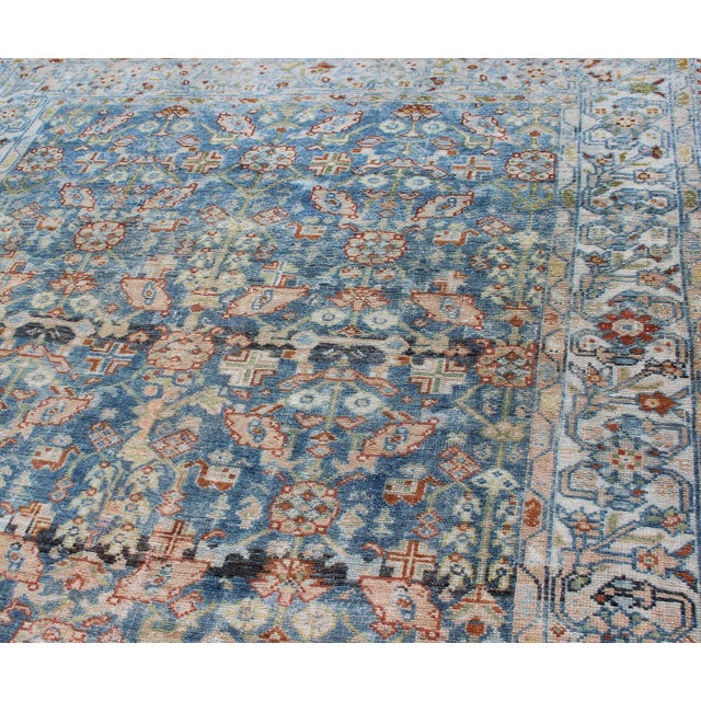 Persian Antique Malayer Rug With All-Over Design in Various Blue, Ivory & Red 4'8 X 6'3 For Sale In Atlanta - Image 6 of 17