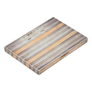 Gold and Silver Cigarette Case with Highlighted Bands For Sale