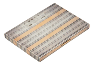Gold and Silver Cigarette Case with Highlighted Bands