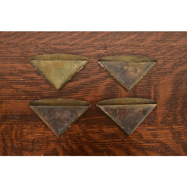 Roycroft Arts & Crafts Brass Finished Hammered Copper Blotter Corners With Leather Desk Blotter For Sale - Image 9 of 13