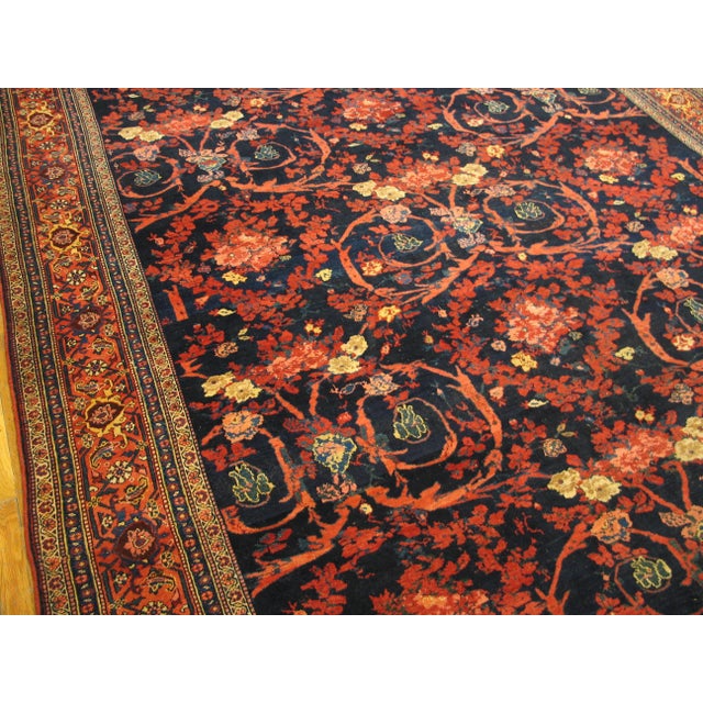 1880s Persian Bijar Carpet With Mostofi Design ( 9'3" x 20'3" - 282 x 617 cm ) Antique Bijar Oversized Room Size Wool Blue...