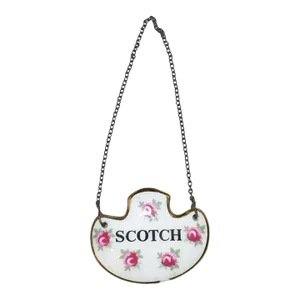 Royal Adderley Bone China Ceramic Floral Scotch Decanter Tag With Metal Chain
