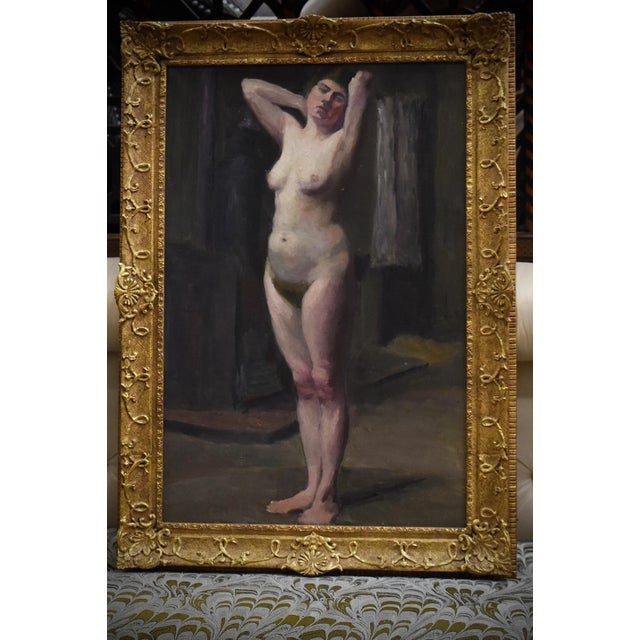 Portraiture Early 20th C French Nude Portrait Painting For Sale - Image 3 of 3