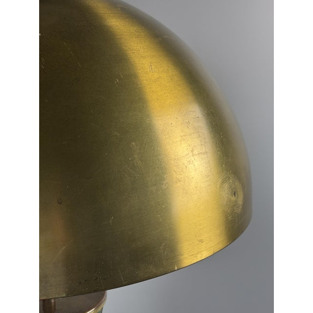 Mid-Century Modern Mosaic and Brass Table Lamp with Gold Mushroom Metal Dome Shade, 1960s For Sale - Image 6 of 18