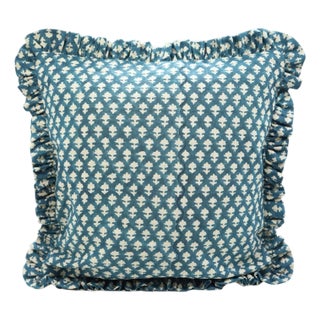 Blue Ruffle Pillow Decorative Ruffle Accent Throw Pillow for Sofa, Bed & Chair- 14x20 Pink City For Sale
