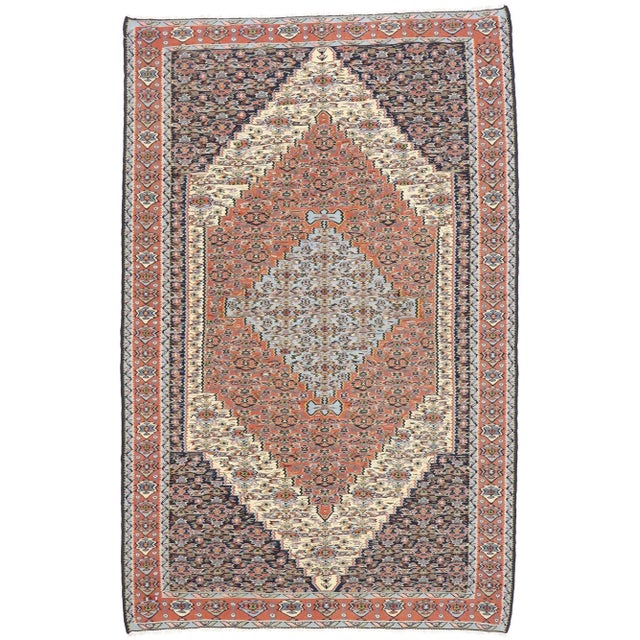 Vintage Persian Senneh Kilim Rug - 05'03 X 08'01 For Sale - Image 9 of 9