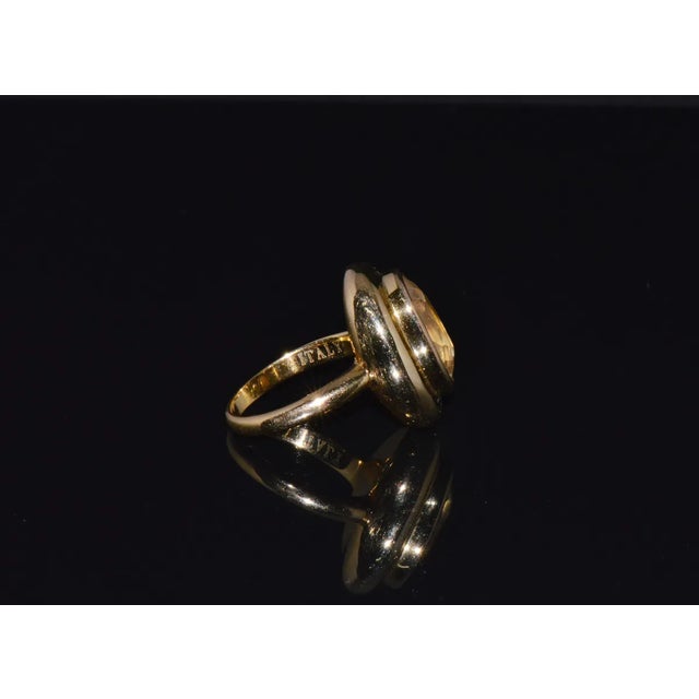 GIA Certified Natural 6.80cts Ceylon Yellow Sapphire 18K Solid Gold Bezel Dome Puff Ring, size 5.5 For Sale - Image 9 of 9