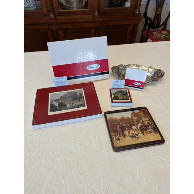 1990s Vintage Pimpernel Placemats, Coasters & Trivet Set- 13 Pieces For Sale - Image 5 of 11