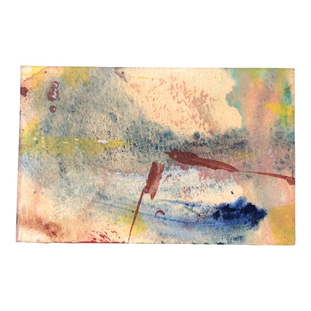 Original Vintage Small Abstract 1970’s Watercolor Painting For Sale