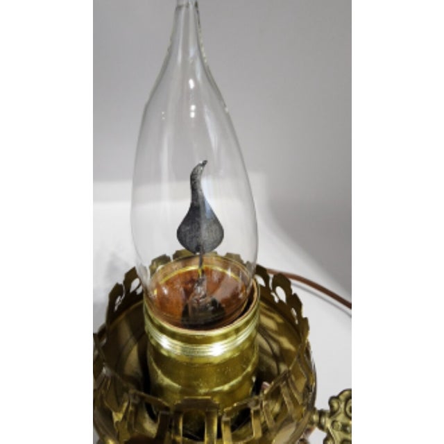 Vintage Art Deco Accurate Brass Boudoir Lamp, Custard Glass Shade For Sale - Image 9 of 16