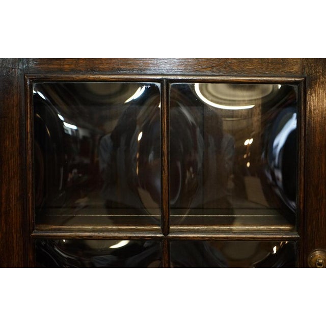 1900 - 1909 Vintage Jacobean Revival English Carved Oak Bookcase, 1900s For Sale - Image 5 of 18