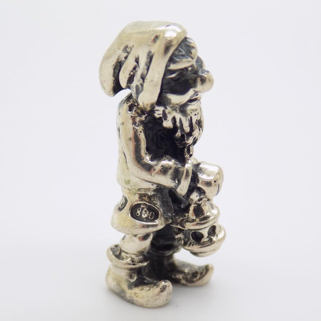 Vintage Italian Handmade Genuine Silver Garden Gnome Dollhouse Miniature, Made in Tuscany (Italy) For Sale - Image 4 of 9