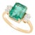 Certified 2.87 Ctw Octagon Emerald Pear Diamond Three Stone Ring Size 7 For Sale