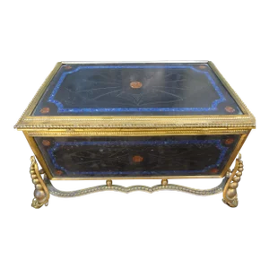 19th Century French Bronze Box With Semi Precious Stones