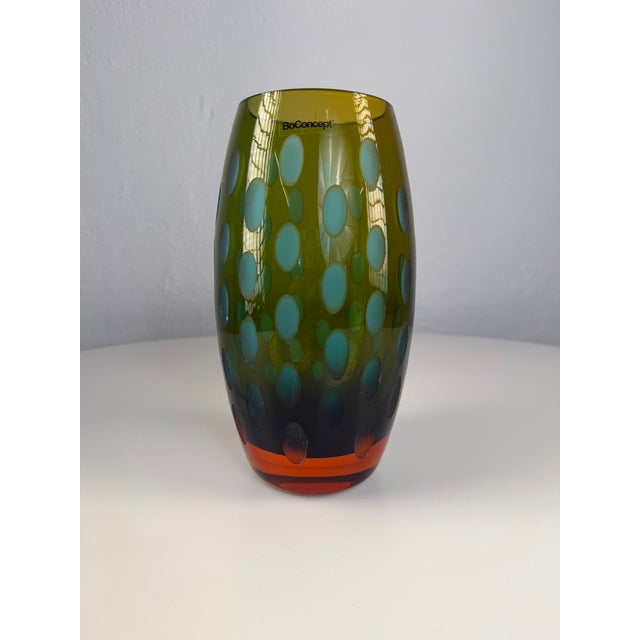 Green Vintage Thumbprint Glass Vase from BoConcept, 2000s For Sale - Image 8 of 8