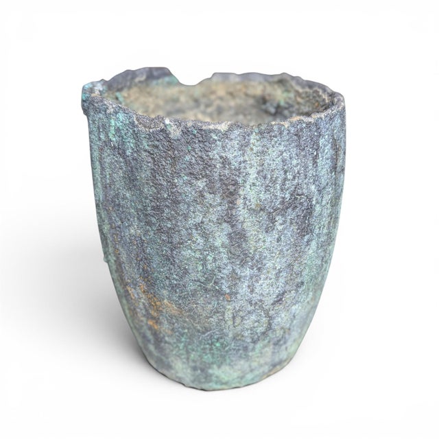 Antique Industrial Refractory Crucible Planter, Wabi-Sabi Foundry Vessel For Sale - Image 10 of 11