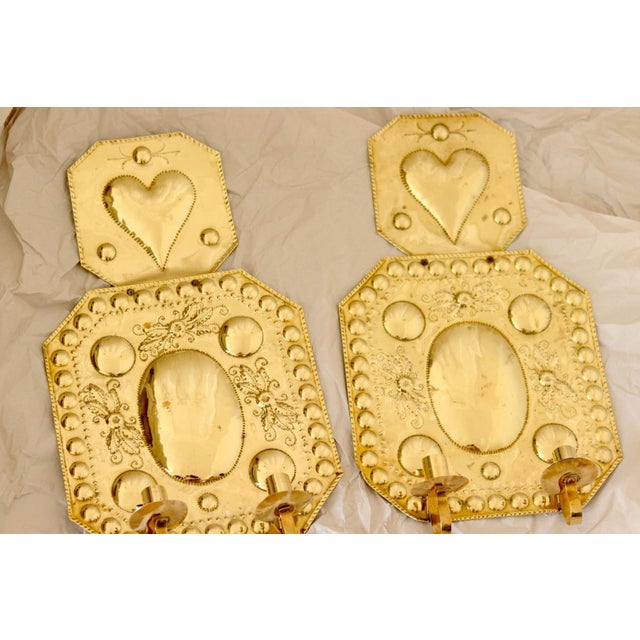 Large Mid-Century Baroque Brass Double-Arm Sconces, Set of 2 For Sale - Image 15 of 17