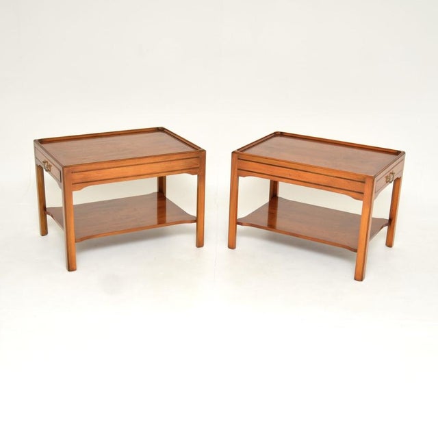 1950s Vintage Georgian Style Side Tables in Yew Wood, 1950, Set of 2 For Sale - Image 5 of 13