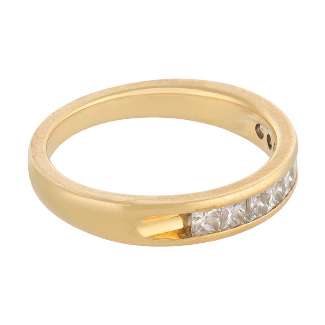 Vintage Diamond 18k Yellow Gold Half Eternity Band Ring, Size 6.5 For Sale - Image 4 of 6