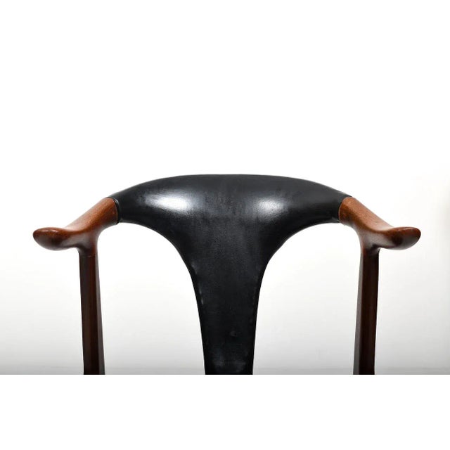 Wood Danish Teak & Leather Cow Horn Chair by H.P. Hansen For Sale - Image 7 of 10