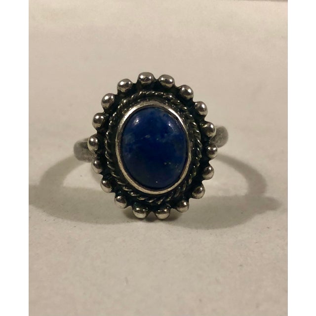 Vintage Navajo Lapis Lazuli Sterling Ring (Size 7.75) For Sale - Image 10 of 11
