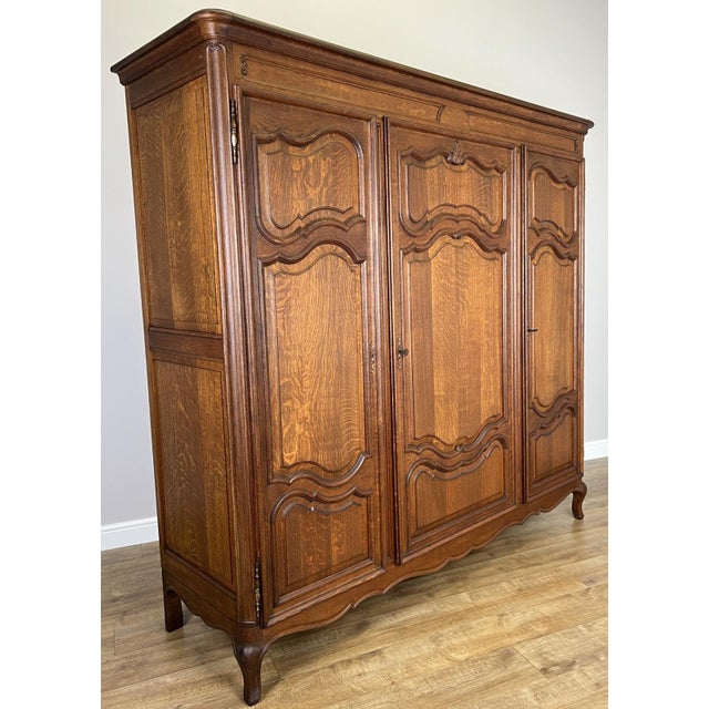 Vintage French Louis XVI Style Wardrobe in Oak For Sale - Image 12 of 16