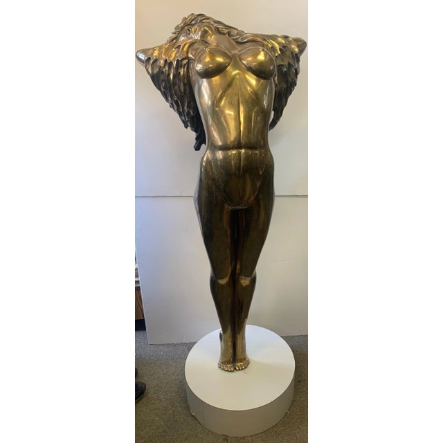 1980s 'Windsong' Tom Bennett Figurative Female Signed Bronze Sculpture For Sale - Image 13 of 13