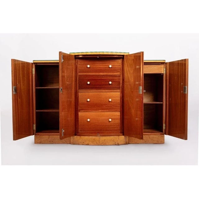 H & L Epstein Furniture Co Exceptional Antique Maple Wood Art Deco Bar Cabinet or Sideboard 1930s For Sale - Image 4 of 12