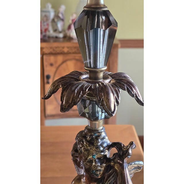 Vintage Brass Cherub Lamp For Sale - Image 14 of 16