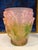 Green 1950s Vintage XL Crystal Heavy Glass Art Vase, Green Pink Ombré Naked Ladies For Sale - Image 8 of 13