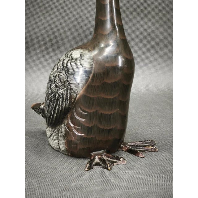 Metal Vintage French Hand Painted Cast Brass Duck Sculpture, 1960s For Sale - Image 7 of 9