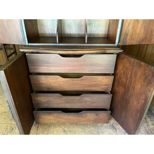 Vintage Spanish Baroque Revival Cabinet | Bonnet Pediment | Reeded Columns For Sale - Image 9 of 12