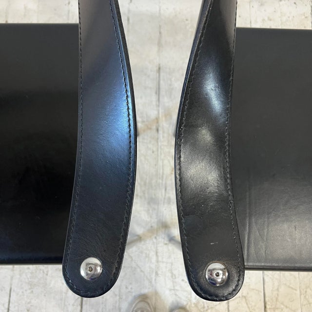Black Cy Mann Post-Modern Leather Barstools For Sale - Image 8 of 13