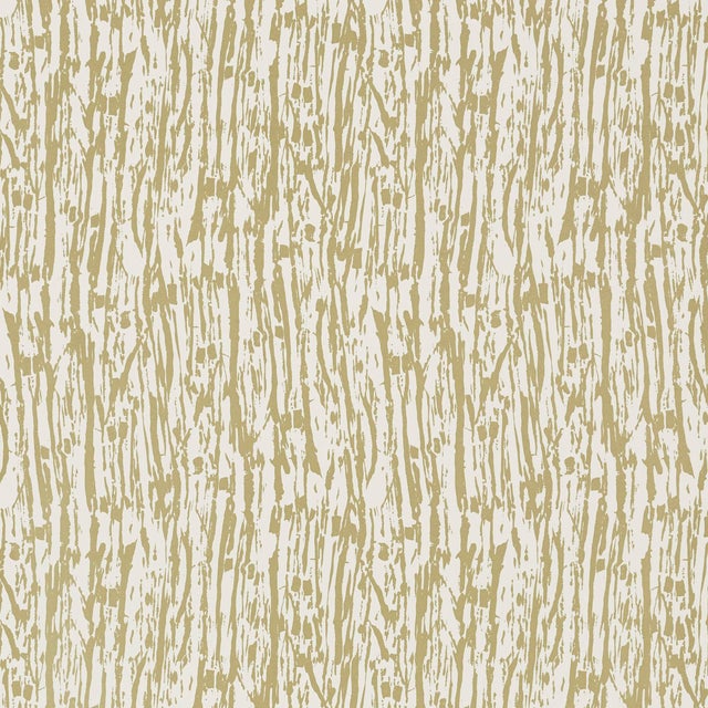 Schumacher Tree Texture Wallpaper in Pale Gold For Sale