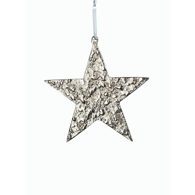 Create a winter wonderland with this textured nickel star ornament. This hanging ornament is perfect for decorating your...